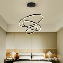 led客厅灯吊灯创意后现代简约个性艺术铝材圆圈形环形卧室餐厅灯