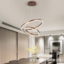 led客厅灯吊灯创意后现代简约个性艺术铝材圆圈形环形卧室餐厅灯