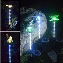 太阳能新款草坪灯蝴蝶蜻蜓蜂鸟发光管LED庭院插地杆子灯