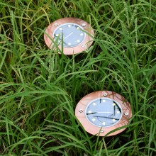 AMAZON太阳能8LED地埋灯古铜色新款不锈钢庭院草坪灯花园防雨